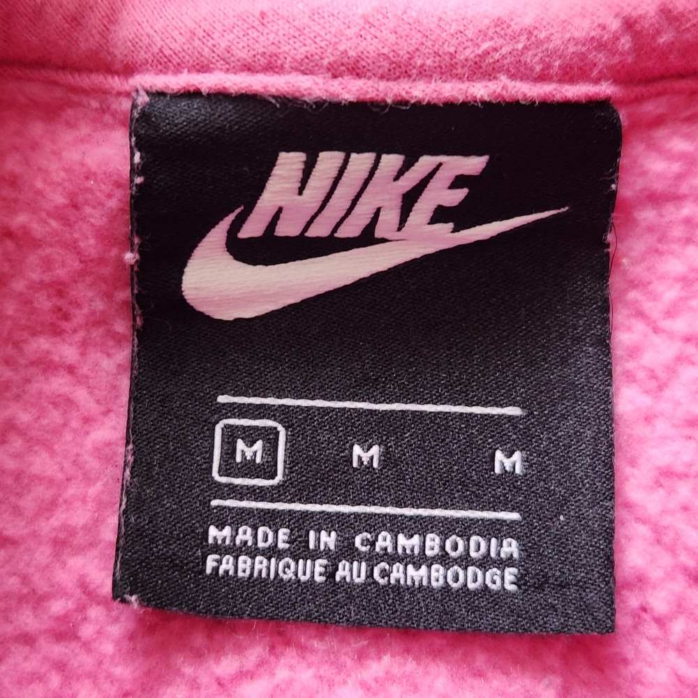 NIKE Women's Cropped Sweatshirt Medium Pink Swoosh Y2K Cotton Poly - Picture 3 of 8